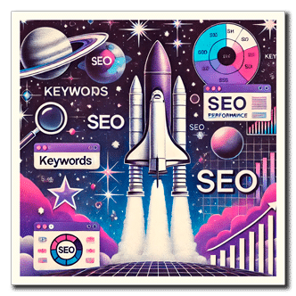 Ilustração moderna com destaque em SEO.