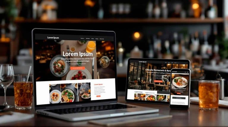 websites profissionais para todos os setores incluindo restaurantes e bares