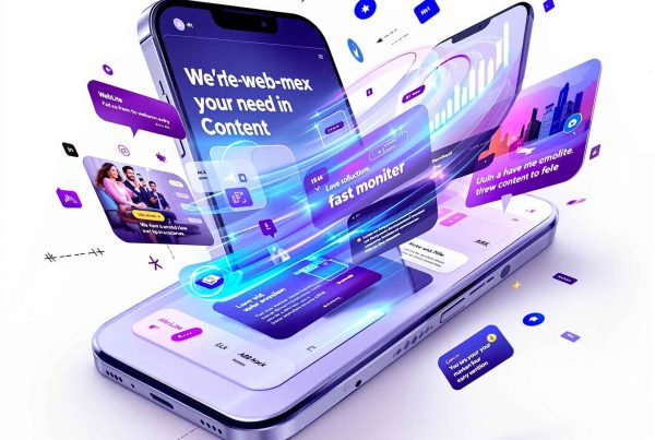 Interface de website adaptado a dispositivos móveis com navegação fluida