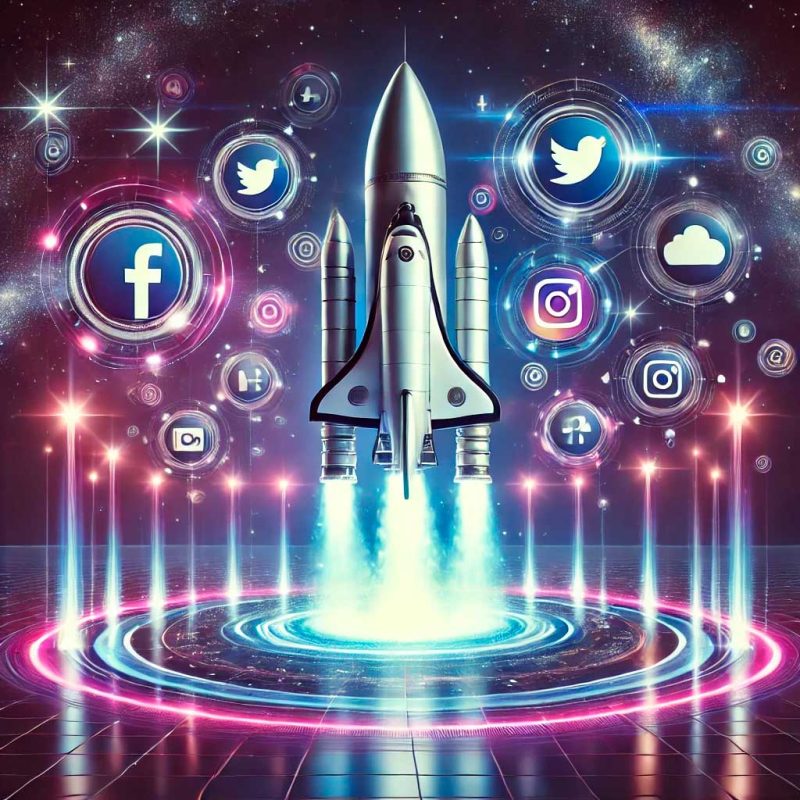 Foguetão digital a descolar com redes sociais em segundo plano
